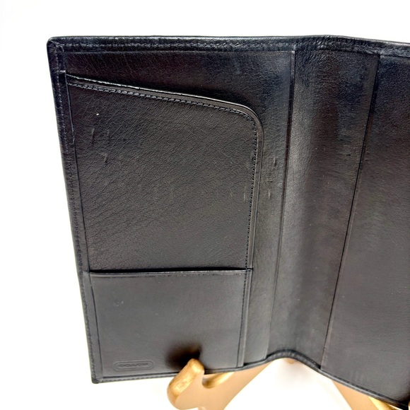 COACH Vintage Slim Black Leather Bifold Checkbook Card Wallet - Picture 6 of 14